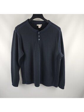Carbon 2 Cobalt Shirt Mens XL Black Double-Knit L/S Henley 144318